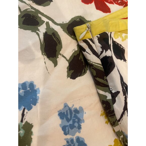 Boden Floral A-Line Skirt UK10/US6 Yellow Trim Cotton Blend - Picture 5 of 8